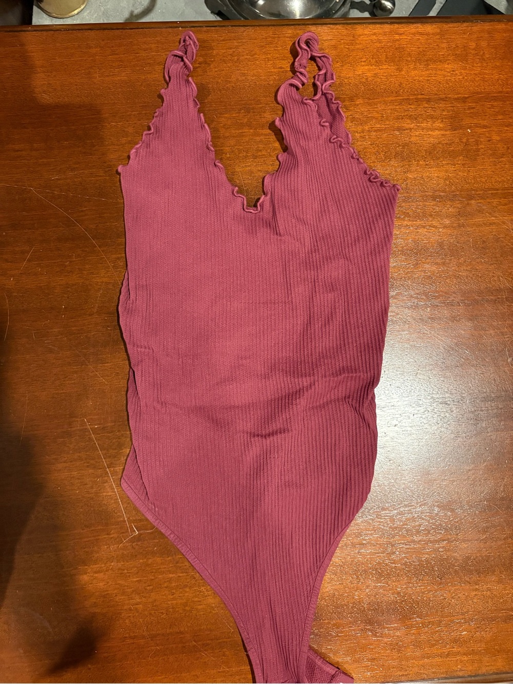Free People Movement Womens Ribbed One-Piece Bodysuit in Dusty Rose